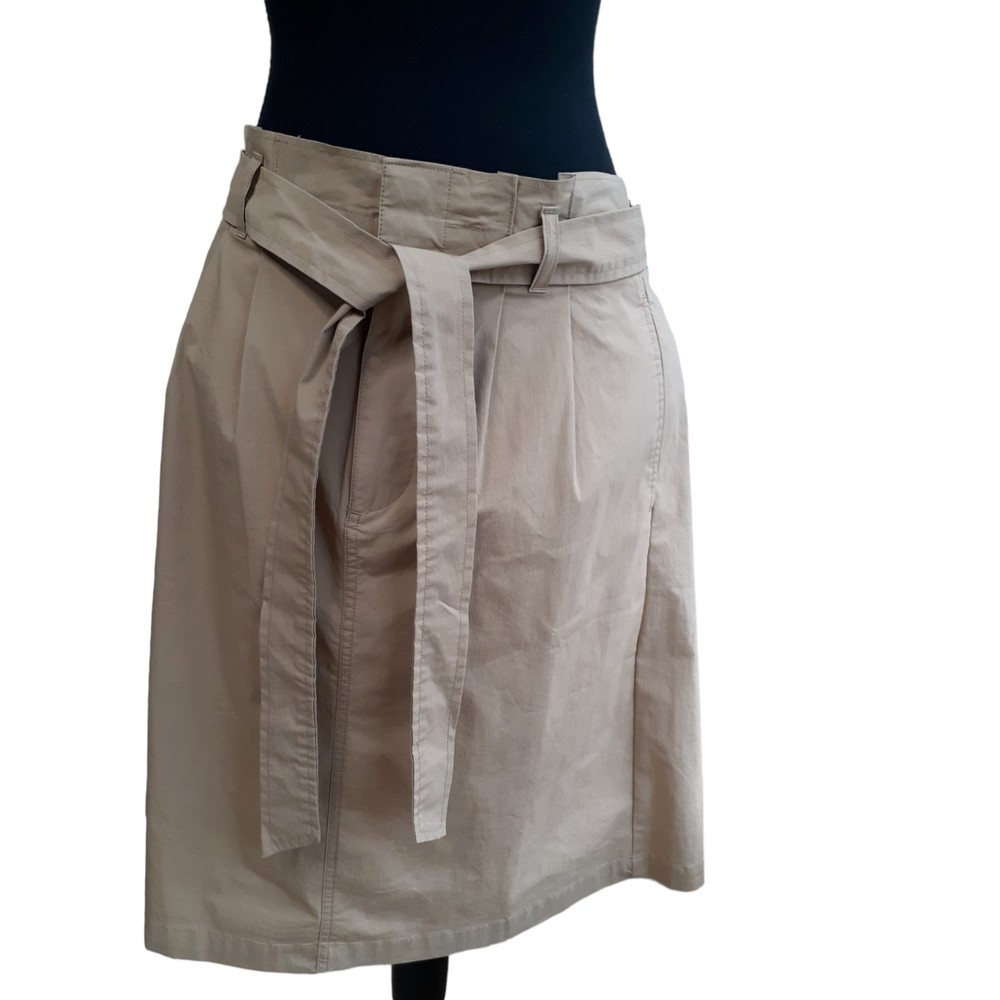 NWT J.Crew Re Imagined Womens Beige Khanki Skirt Front Zip Midi A Line Belt sz 6